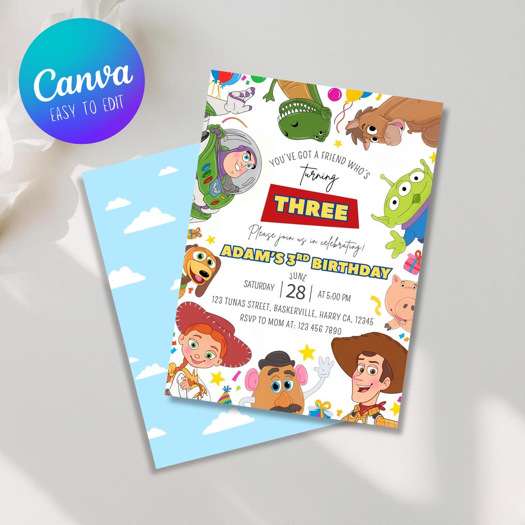 Editable Any Age Toy Story Birthday invitation, Toy Story Party Invite, Kids Birthday Invi