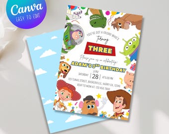 Editable Any Age Toy Story Birthday invitation, Toy Story Party Invite, Kids Birthday Invites, Editable Canva Template (Digital Download)
