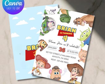 Editable Any Age Toy Story Birthday invitation, Toy Story Party Invite, Kids Birthday Invites, Editable Canva Template (Digital Download)