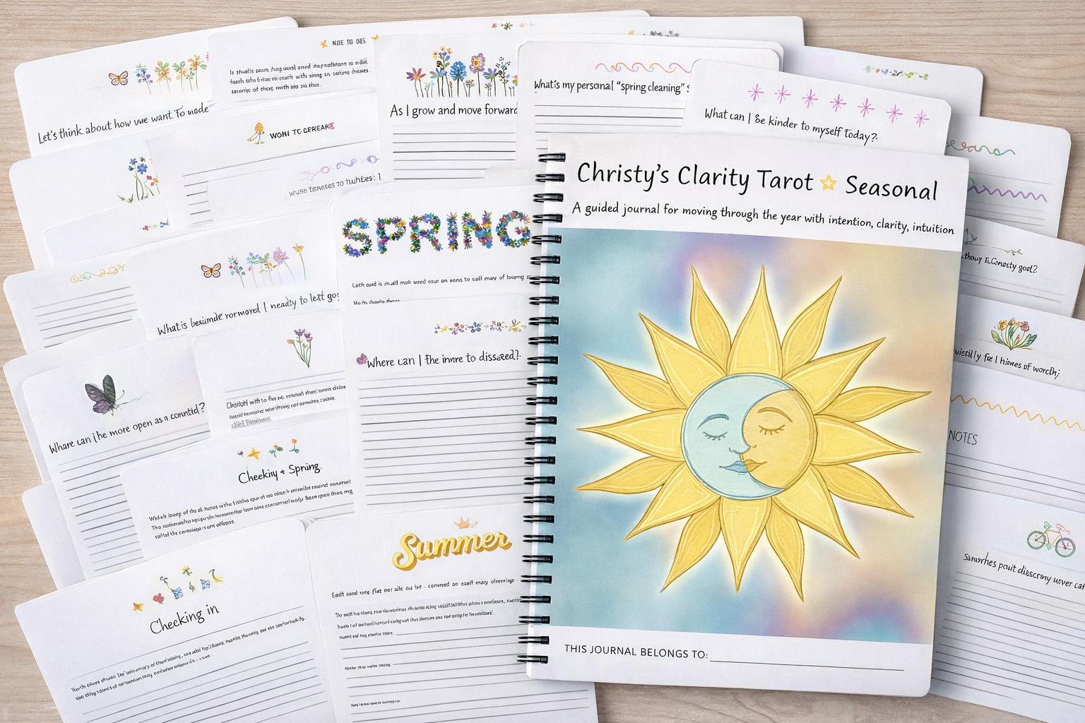 Seasonal Tarot Journal Guided Reflection, Self-Care (PDF Download) SAME DAY Delivery