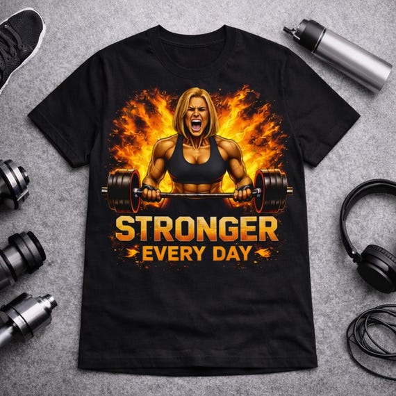 Stronger Every Day Women's Gym T-Shirt: Motivational Fitness Tee