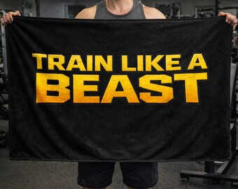 Train Like A Beast Gym Towel Microfiber Sports Towel for Workout, Lifting & Fitness Gift