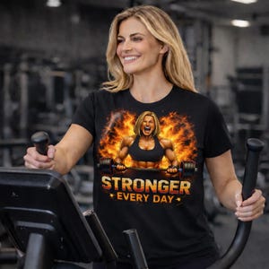 Stronger Every Day Women's Gym T-Shirt: Motivational Fitness Tee image 6