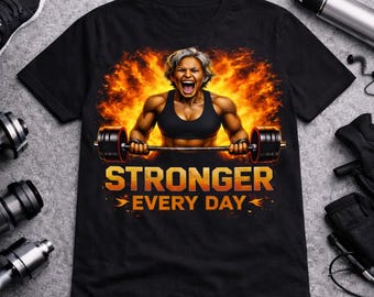 Stronger Every Day Women’s Fitness T-Shirt – Motivational Gym Tee for Strength & Confidence