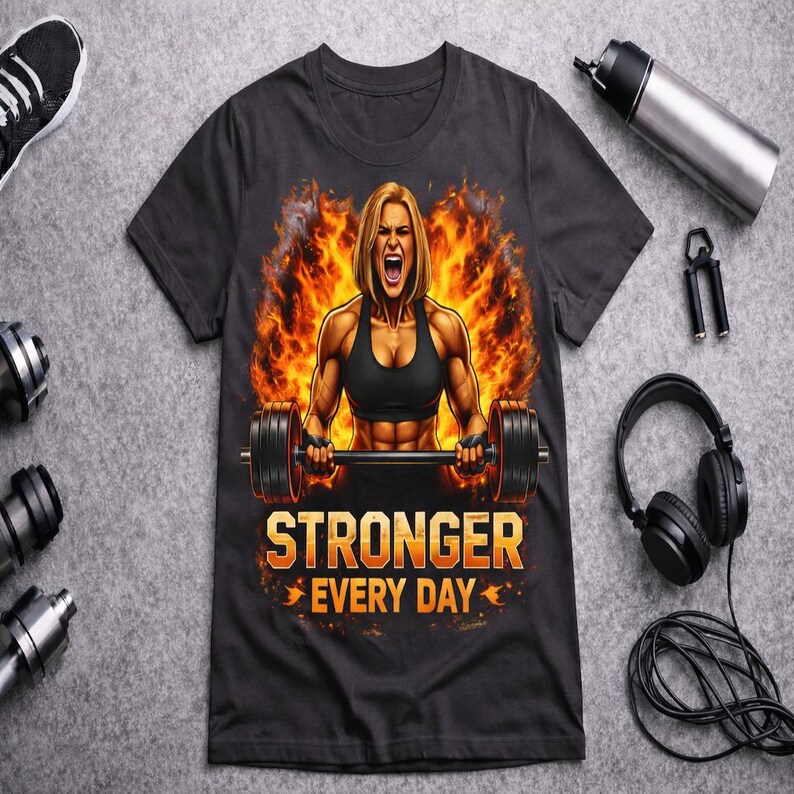 Stronger Every Day Women's Gym T-Shirt: Motivational Fitness Tee image 2