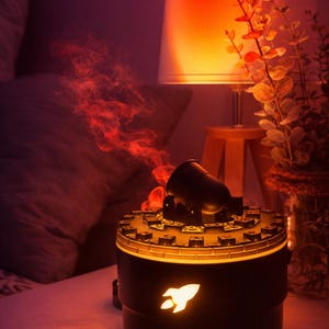 Difusor de aromas Volcán Llama – Humidificador de aceites esenciales con luz LED, niebla con efecto de grietas, decoración moderna para el hogar, regalo para el dormitorio