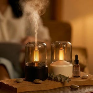 Flame Effect Essential Oil Diffuser | LED Candle Light Aroma Humidifier | Modern Home Decor