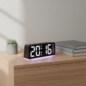 Moderner Geometrischer LED Wecker - Resin Uhr mit Temperatur Anzeige, Nachtlicht, Snooze