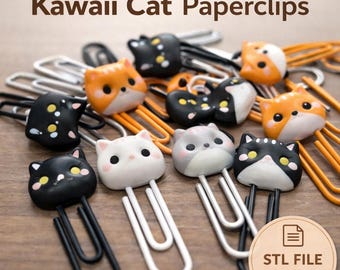 Paperclip STL-bundel | Briefpapierhouder kat, beer, donut en bloem voor papieren en planners | 3D-afdrukbestand voor kantoor en school