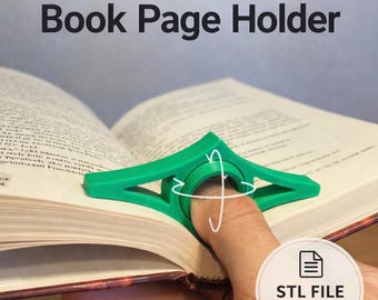 Boekpaginahouder duimring 3D-print stl-bestand, leeshulp voor paperbacks en hardcovers, ergonomische paginaspreider, maten 22 mm 25 mm