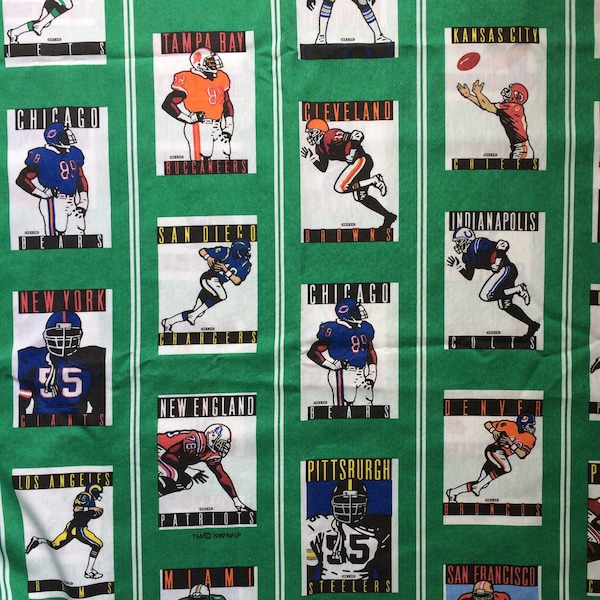 1989 NFL football player fabric - vintage sheet by the 1/2 yard