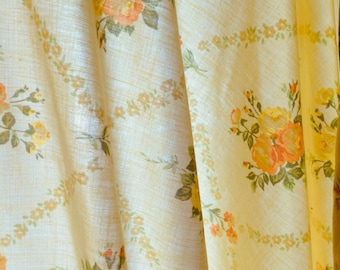 vintage sheet -- yellow w/orange & yellow flowers -- fat quarter