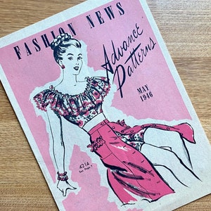 1946年5月 Advance Fashion News のミスのパターンプレビュー、新聞紙のパンフレット