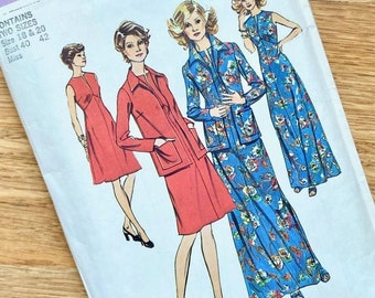 Simplicity 6559 1970s pattern for misses' dress in 2 lengths & jacket - size 18 (bust 40")