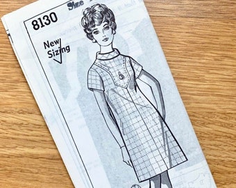 Kate Marchbanks 8130 1970s pattern for misses' dress w/ front yoke & folded collar - size 16-1/2 (bust 39")