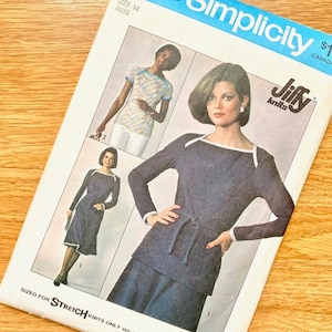 Simplicity 7875 1970s pattern for misses' knit skirt & pullover top - size 14 (bust 36")