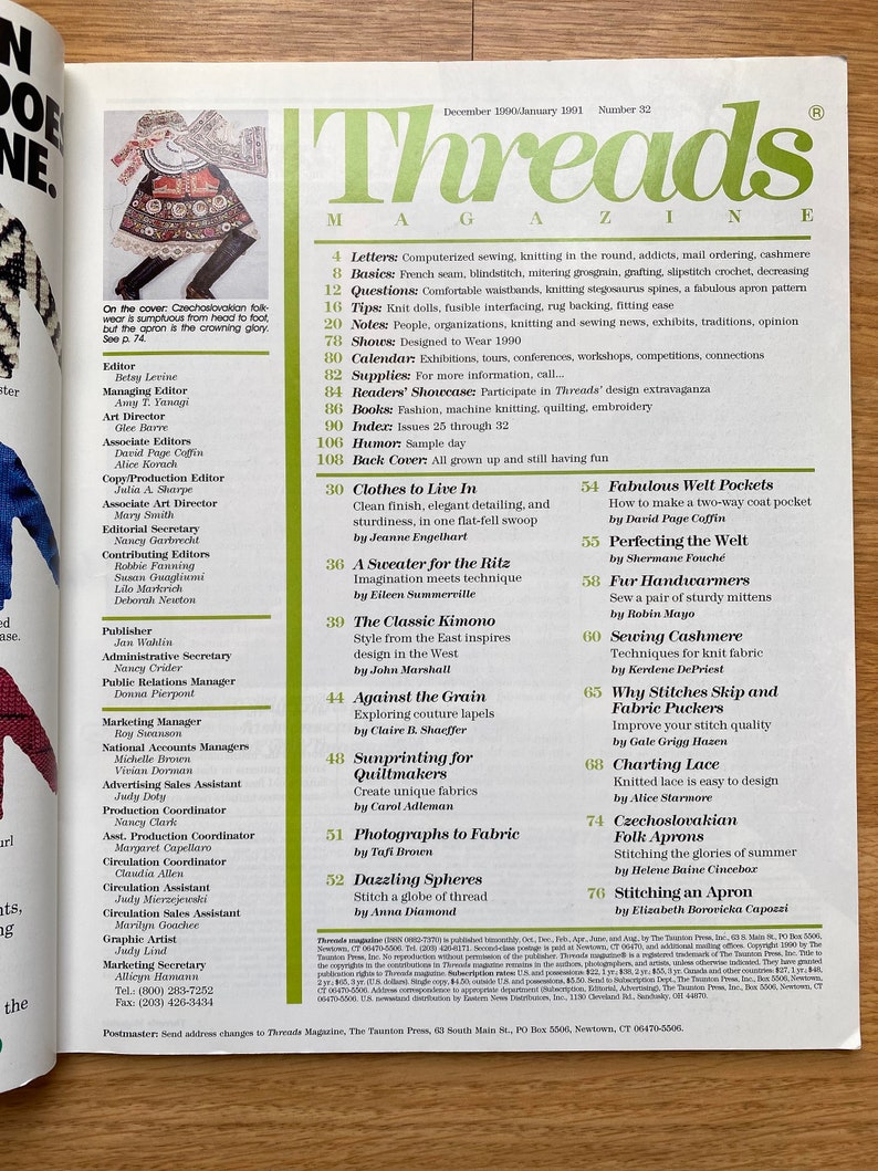 Threads Magazine 1991, No. 32 & No. 36 Sold Separately, Sewing How-to's ...