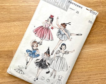 Butterick 6757 1950s pattern girls' costumes, ballerina, fairy, angel, size 6-8 (breast 26")