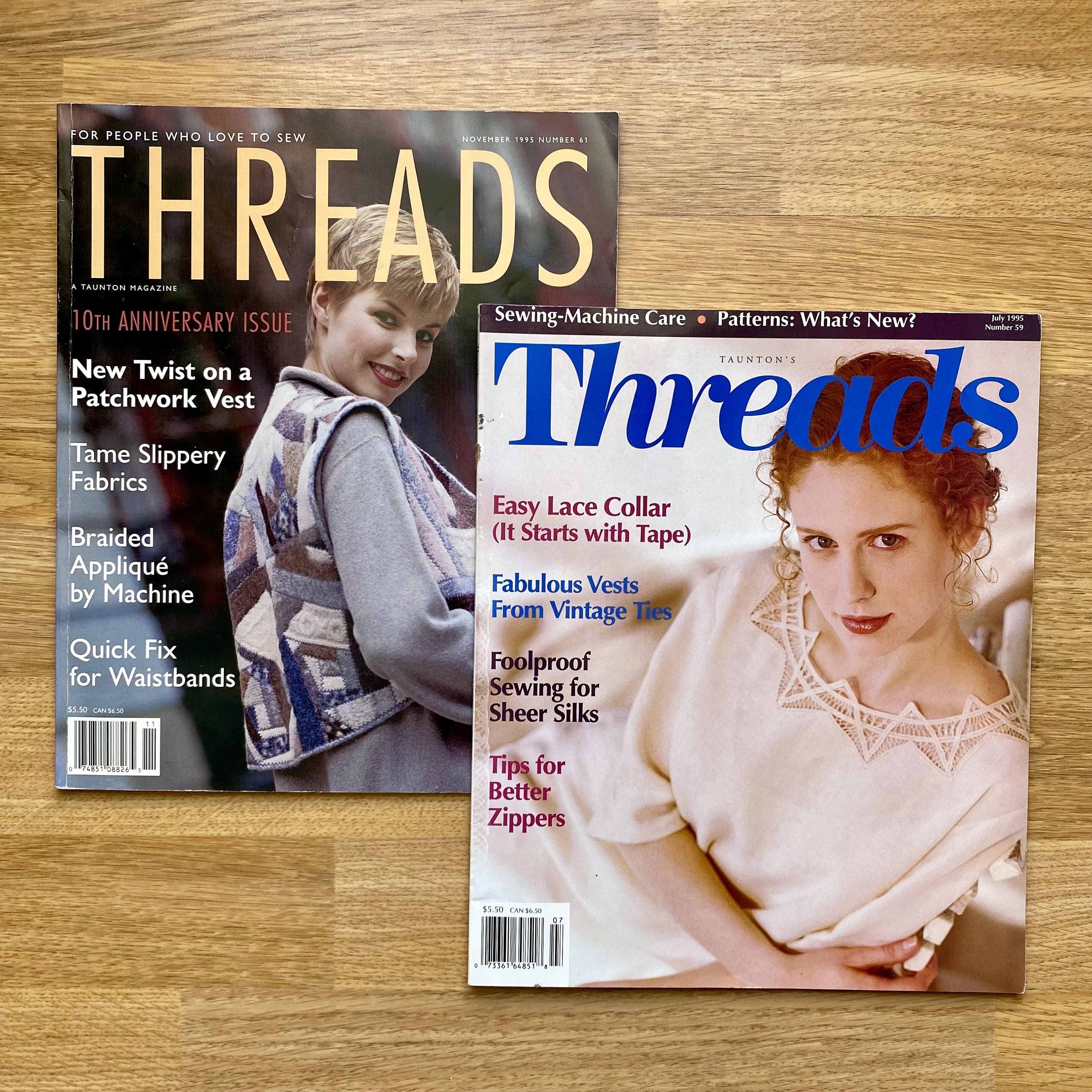Threads Magazine 1995, No. 59 & No. 61 Sold Separately, Sewing How