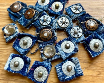 denim jean rivets lot of 18 - reclaimed kids' blue jeans pieces