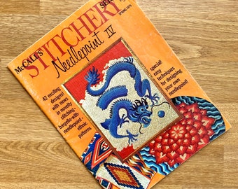 1970s McCall's Stitchery Series Needlepoint IV, vintage hand stitching pattern magazine, American bicentennial crafts