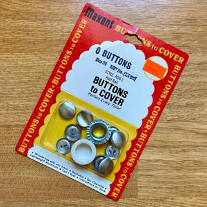 vintage Maxant buttons to cover, half-ball 5/8" diameter, set of 6, NIP, Style ADB-1, aluminum
