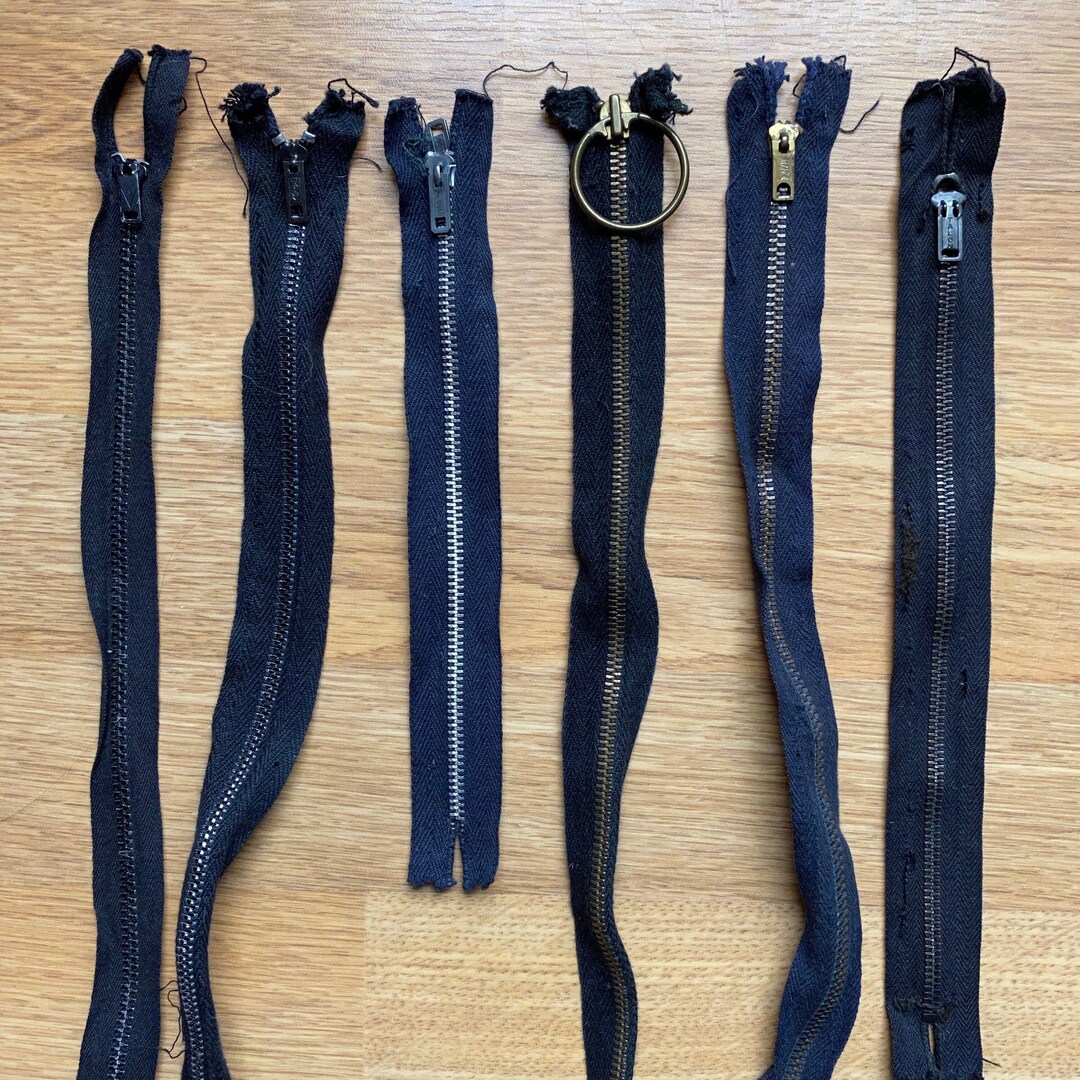 Vintage Black Metal Zippers Talon, Falcon, Lenzip, Daisy 7 to 17 Sold