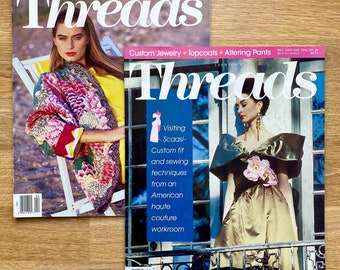Threads Magazine 1992, No. 38 & No. 40 sold separately, sewing how-to's, fashion history
