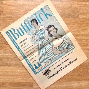 1954 年 7 月、バタリック ファッション ニュース、ミセス、ジュニア、子供向けのパターン プレビュー、新聞用パンフレット