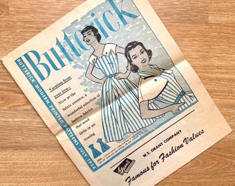 July 1954 Butterick fashion news pattern preview for misses, juniors, & children, newsprint pamphlet