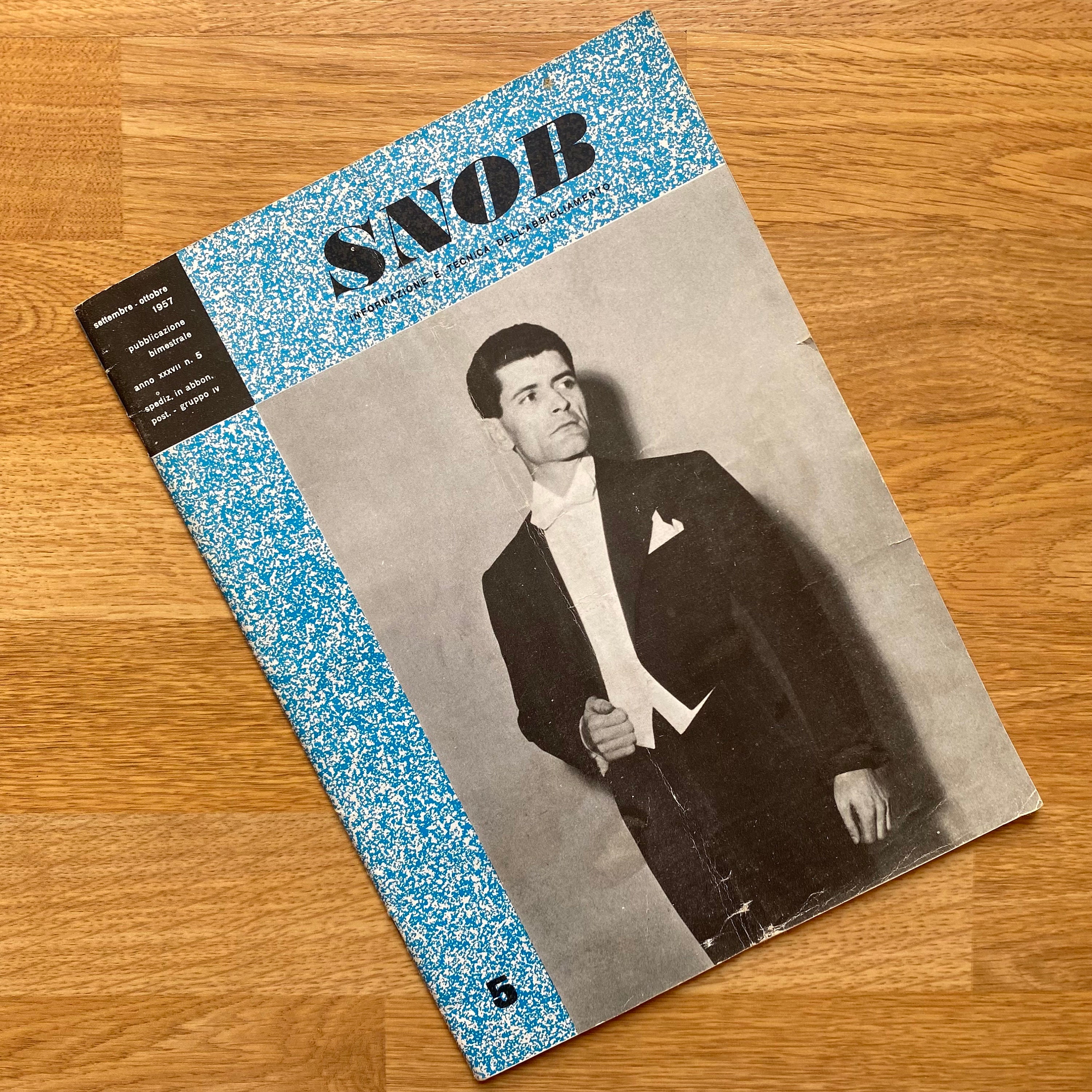 Snob Magazin Sep / Oct 1957, Vintage Magazin im italienischen Stil, Herrenmode, Schneiderei, Damenmode, mit Muster