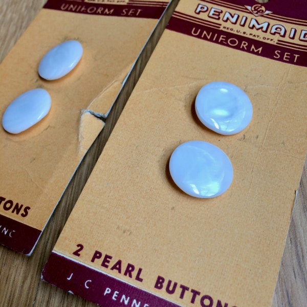 vintage 3/4" pearl buttons - set of 2 - Penimaid J.C. Penney full card