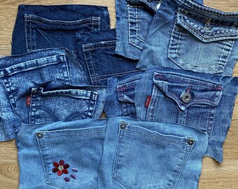 denim back pockets assorted lot of 10, kids' reclaimed jeans shorts pieces