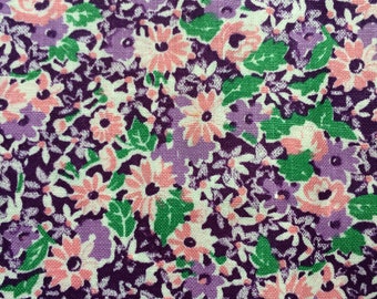 1950s pink & purple ditsy floral fabric yardage, 36" wide, by the 1/2 yd