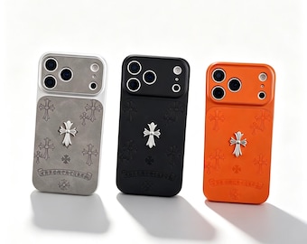 Gotisch reliëf kunstleer kruis telefoonhoesje voor iPhone-serie