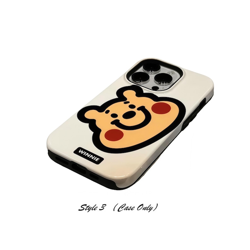 Sanrio Nalle Puh och Hello Kitty sött tecknat iPhone-skal, kawaii silikon PC-skyddsskal, kompatibelt med iPhone-serien Style 3 Case Only