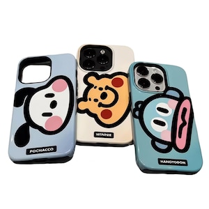 Sanrio Nalle Puh och Hello Kitty sött tecknat iPhone-skal, kawaii silikon PC-skyddsskal, kompatibelt med iPhone-serien bild 1