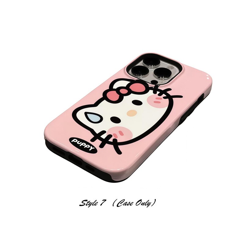 Sanrio Nalle Puh och Hello Kitty sött tecknat iPhone-skal, kawaii silikon PC-skyddsskal, kompatibelt med iPhone-serien Style 7 Case Only