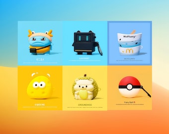 3D Silikon AirPods Skal | SvampBob, Gengar, Poké Ball Designs (AirPods 1-4 Pro)