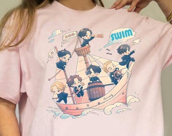 Camiseta de natación Bangtan Arirang, camiseta con estética de tripulación de vela adorable