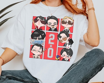 Camiseta 2.0, Camiseta gráfica de grupo Chibi adorable, Merchandising inspirado en los fans