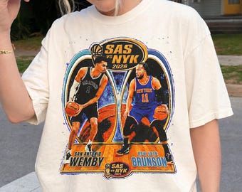 Wemby vs Brunson Finals Basketball Comfort Colors Shirt, San Antonio vs New York Fan Tee, Vintage Sports Graphic T-Shirt