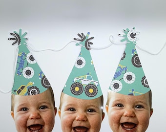 Monster Truck Party Hat Birthday Banner Decoration Set of 6