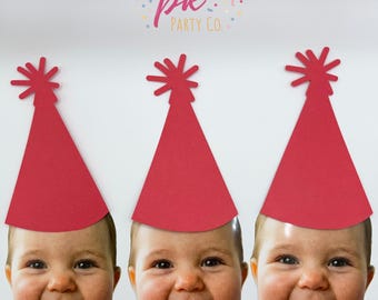 Red Party Hat Birthday Banner Decoration Set of 6