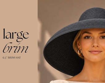 Sombrero de paja negro inspirado en Audrey Hepburn: sombrero Derby de ala ancha estilo vintage de los años 60