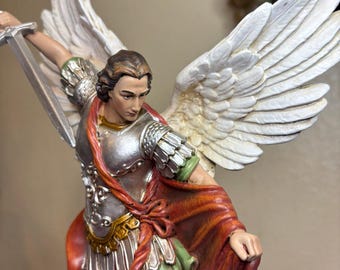 Standbeeld aartsengel St. Michael, beeldje krijger engel, religieus interieur 12"
