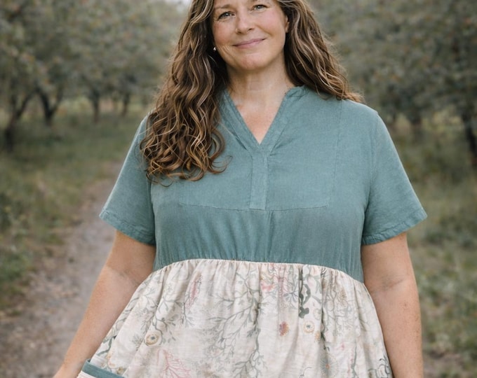 Plus Size Ocean Linen Dress Size 22 | Upcycled in Australia