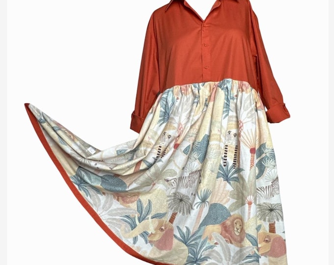Cotton Orange Africa Dress Size 28 | Upcycled in Australia