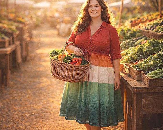 Watermelon Upcycled Cotton Dress Size 20-22. Handmade in Australia