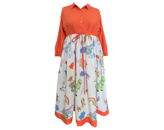 Toy Story Upcycled Cotton Dress Size 20. Handmade in Australia